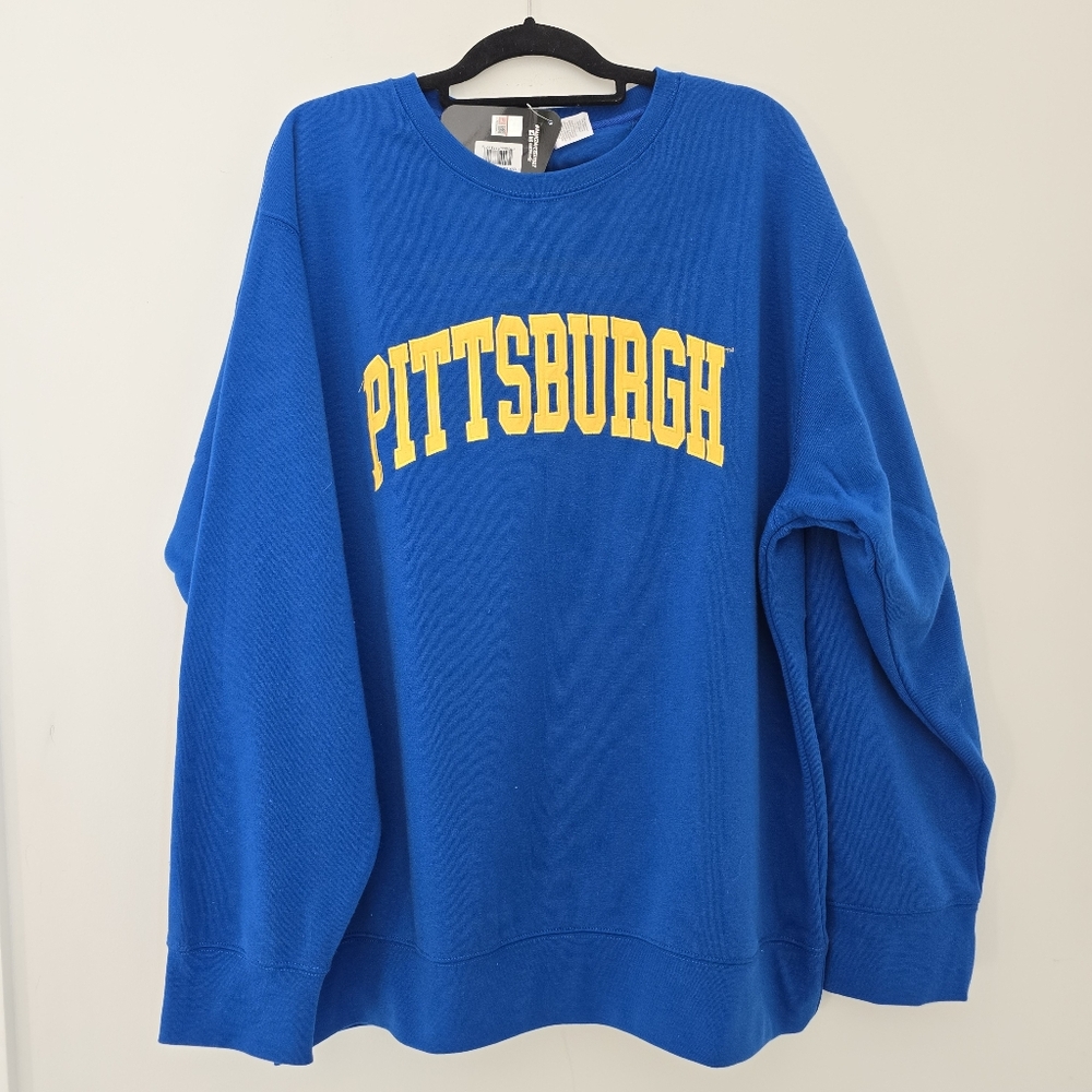 NWT Zoozatz collegiate Pittsburgh blue yellow crewneck sweatshirt - size XXL